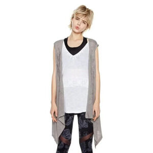 Desigual Womens Small Waterfall Navy Sleeveless Flowy Draped  Top Navy